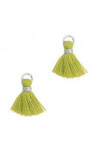 Mini Quaste Ibiza Style 1cm Silver-olive green